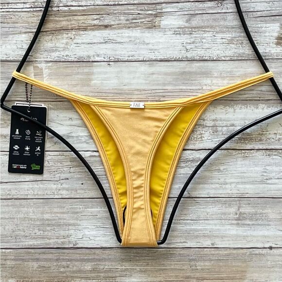 Fae Swim JONES Thong Bikini Bottom - Custard, Size Medium - Picture 2 of 16